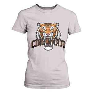 Roaring Cincinnati Tiger Football T Shirt For Women Game Day Fans Gift TS12 Ice Gray Print Your Wear
