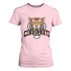 Roaring Cincinnati Tiger Football T Shirt For Women Game Day Fans Gift TS12 Light Pink Print Your Wear