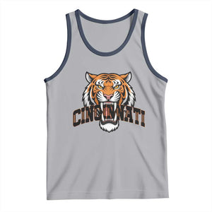 Roaring Cincinnati Tiger Football Tank Top Game Day Fans Gift TS12 Athletic Heather Navy Print Your Wear