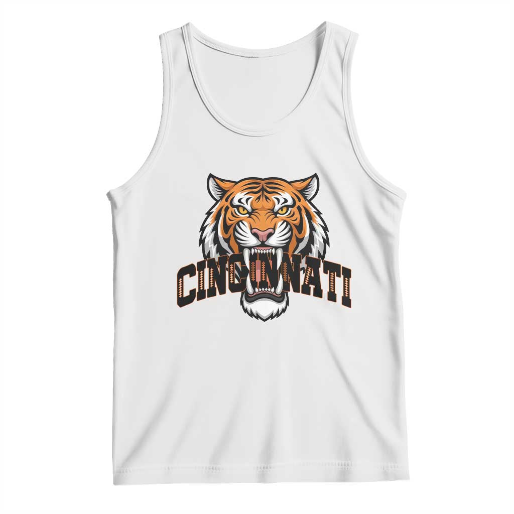 Roaring Cincinnati Tiger Football Tank Top Game Day Fans Gift TS12 White Print Your Wear