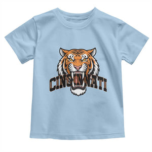 Roaring Cincinnati Tiger Football Toddler T Shirt Game Day Fans Gift TS12 Light Blue Print Your Wear