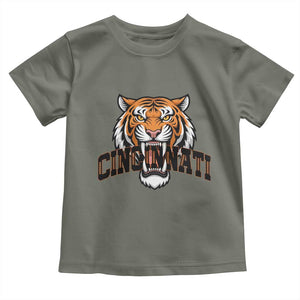 Roaring Cincinnati Tiger Football Toddler T Shirt Game Day Fans Gift TS12 Military Green Print Your Wear