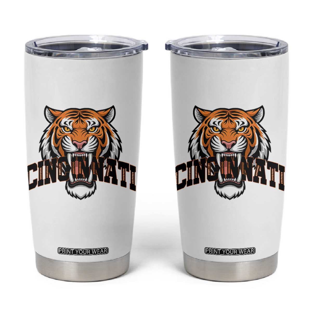 Roaring Cincinnati Tiger Football Tumbler Cup Game Day Fans Gift TS12 White Print Your Wear