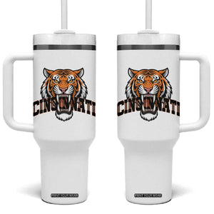 Roaring Cincinnati Tiger Football Tumbler With Handle Game Day Fans Gift TS12 One Size: 40 oz White Print Your Wear