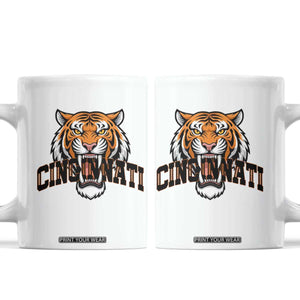 Roaring Cincinnati Tiger Football Coffee Mug Game Day Fans Gift TS12 White Print Your Wear