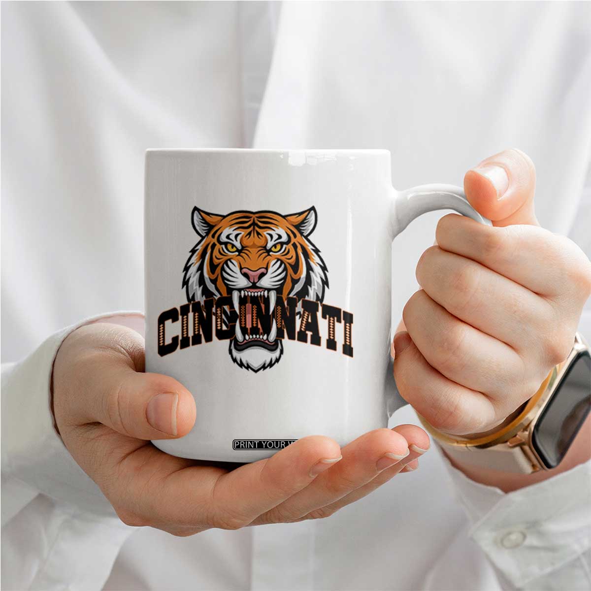 Roaring Cincinnati Tiger Football Coffee Mug Game Day Fans Gift TS12 Print Your Wear
