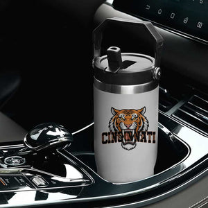 Roaring Cincinnati Tiger Football Flip Straw Tumbler Game Day Fans Gift TS12 Print Your Wear