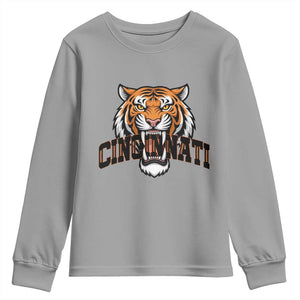 Roaring Cincinnati Tiger Football Youth Sweatshirt Game Day Fans Gift TS12 Sport Gray Print Your Wear