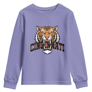 Roaring Cincinnati Tiger Football Youth Sweatshirt Game Day Fans Gift TS12 Violet Print Your Wear