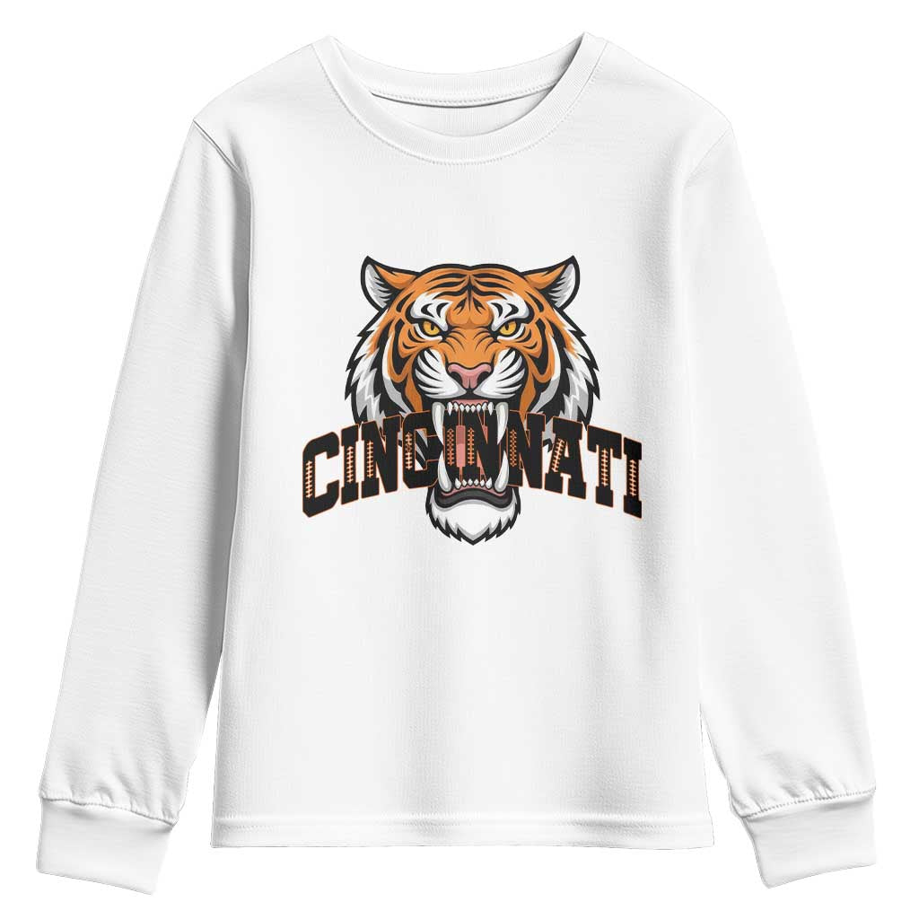 Roaring Cincinnati Tiger Football Youth Sweatshirt Game Day Fans Gift TS12 White Print Your Wear