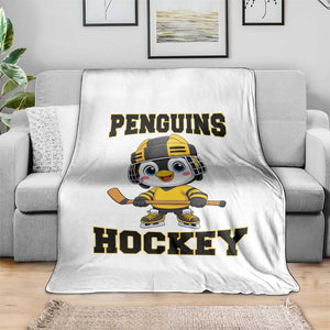 Funny Penguin Playing Ice Hockey Throw Blanket Winter Sports Gift TS12 Print Your Wear