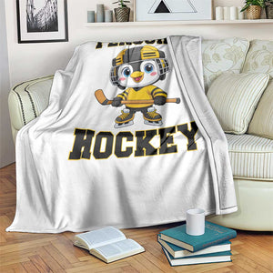 Funny Penguin Playing Ice Hockey Throw Blanket Winter Sports Gift TS12 Print Your Wear