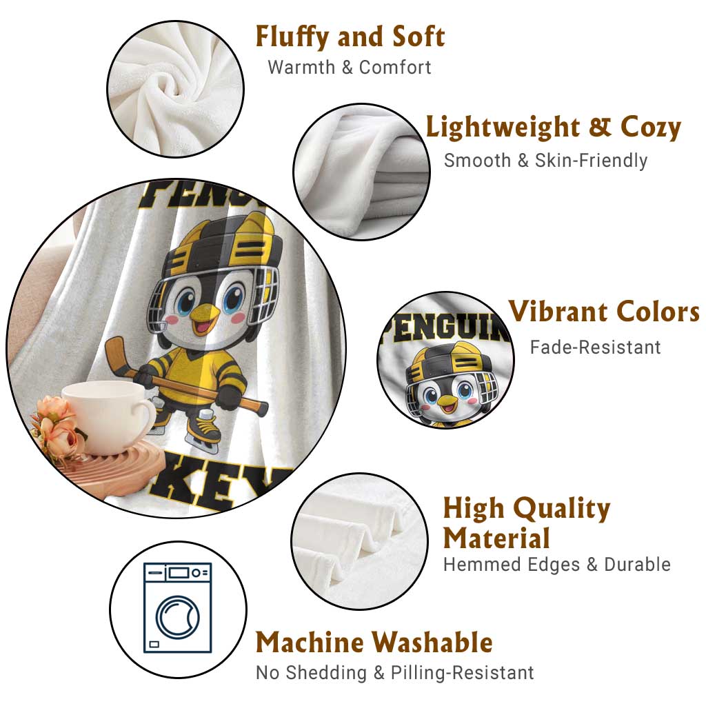 Funny Penguin Playing Ice Hockey Throw Blanket Winter Sports Gift TS12 Print Your Wear