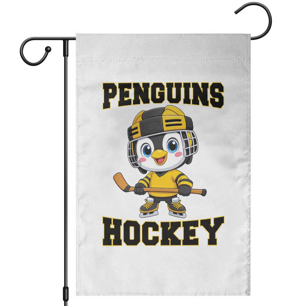 Funny Penguin Playing Ice Hockey Garden Flag Winter Sports Gift TS12 White Print Your Wear