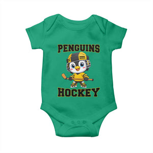 Funny Penguin Playing Ice Hockey Baby Onesie Winter Sports Gift TS12 Irish Green Print Your Wear