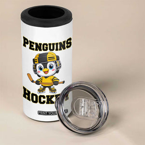 Funny Penguin Playing Ice Hockey 4 in 1 Can Cooler Tumbler Winter Sports Gift TS12 Print Your Wear