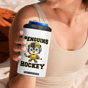 Funny Penguin Playing Ice Hockey 4 in 1 Can Cooler Tumbler Winter Sports Gift TS12 Print Your Wear