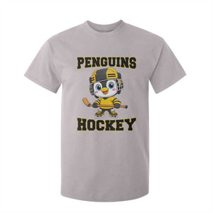 Funny Penguin Playing Ice Hockey T Shirt For Kid Winter Sports Gift TS12 Ice Gray Print Your Wear