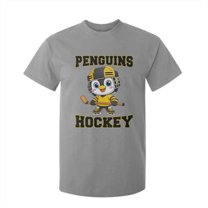 Funny Penguin Playing Ice Hockey T Shirt For Kid Winter Sports Gift TS12 Sport Gray Print Your Wear