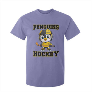 Funny Penguin Playing Ice Hockey T Shirt For Kid Winter Sports Gift TS12 Violet Print Your Wear