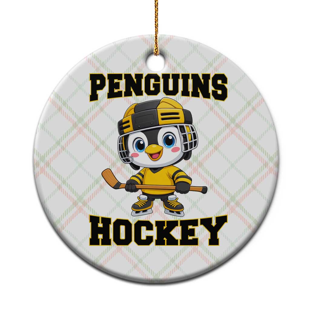 Funny Penguin Playing Ice Hockey Ceramic Ornament Winter Sports Gift TS12 1pc Christmas Plaid Print Your Wear
