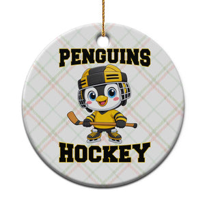 Funny Penguin Playing Ice Hockey Ceramic Ornament Winter Sports Gift TS12 1pc Christmas Plaid Print Your Wear