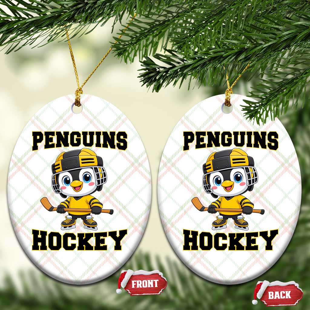 Funny Penguin Playing Ice Hockey Ceramic Ornament Winter Sports Gift TS12 Print Your Wear