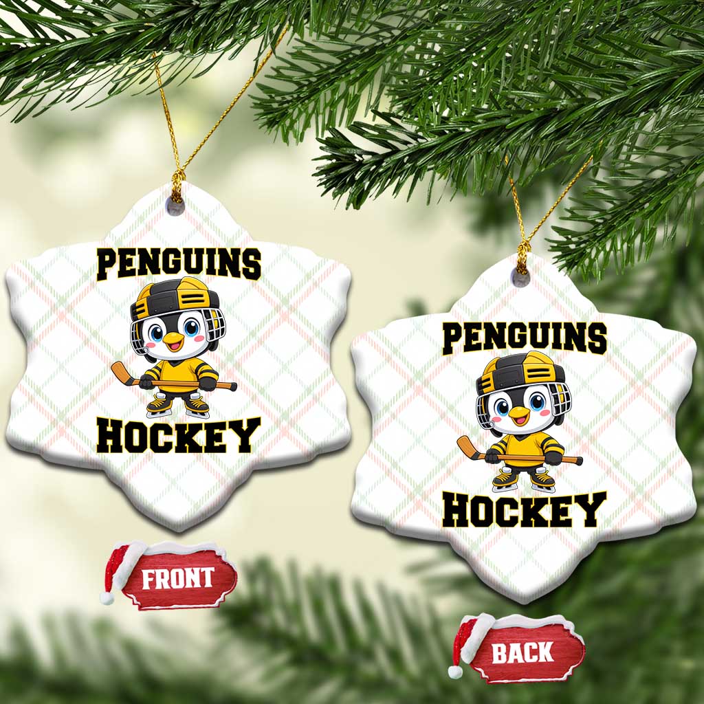 Funny Penguin Playing Ice Hockey Ceramic Ornament Winter Sports Gift TS12 Print Your Wear