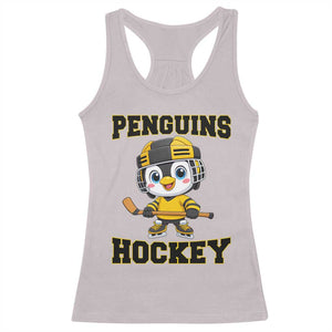 Funny Penguin Playing Ice Hockey Racerback Tank Top Winter Sports Gift TS12 Ice Gray Print Your Wear