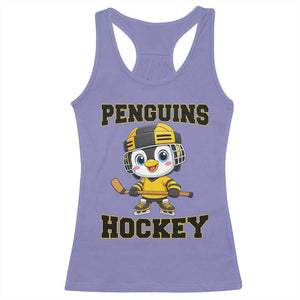 Funny Penguin Playing Ice Hockey Racerback Tank Top Winter Sports Gift TS12 Violet Print Your Wear