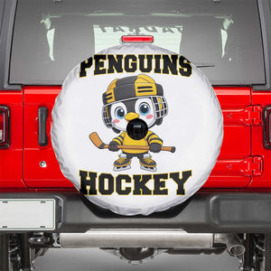 Funny Penguin Playing Ice Hockey Spare Tire Cover Winter Sports Gift TS12 White Print Your Wear