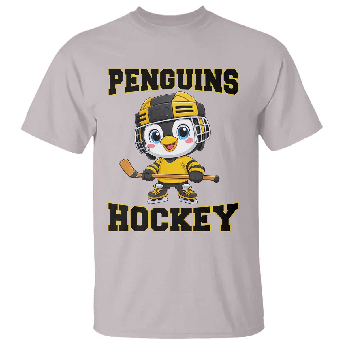 Funny Penguin Playing Ice Hockey T Shirt Winter Sports Gift TS12 Ice Gray Print Your Wear