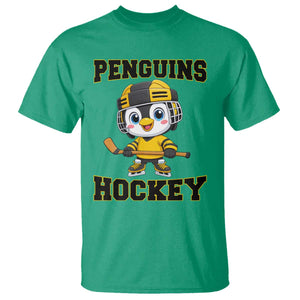 Funny Penguin Playing Ice Hockey T Shirt Winter Sports Gift TS12 Irish Green Print Your Wear