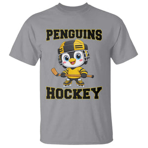 Funny Penguin Playing Ice Hockey T Shirt Winter Sports Gift TS12 Sport Gray Print Your Wear