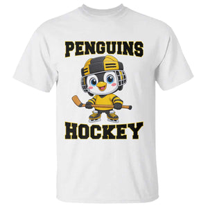 Funny Penguin Playing Ice Hockey T Shirt Winter Sports Gift TS12 White Print Your Wear