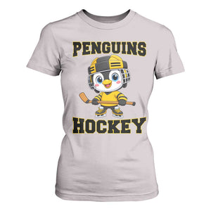 Funny Penguin Playing Ice Hockey T Shirt For Women Winter Sports Gift TS12 Ice Gray Print Your Wear