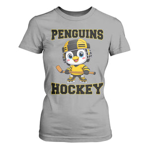 Funny Penguin Playing Ice Hockey T Shirt For Women Winter Sports Gift TS12 Sport Gray Print Your Wear