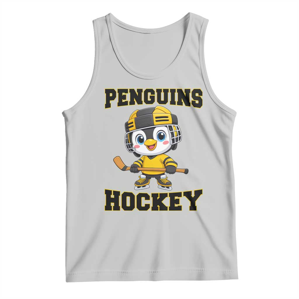 Funny Penguin Playing Ice Hockey Tank Top Winter Sports Gift TS12 Ash Print Your Wear