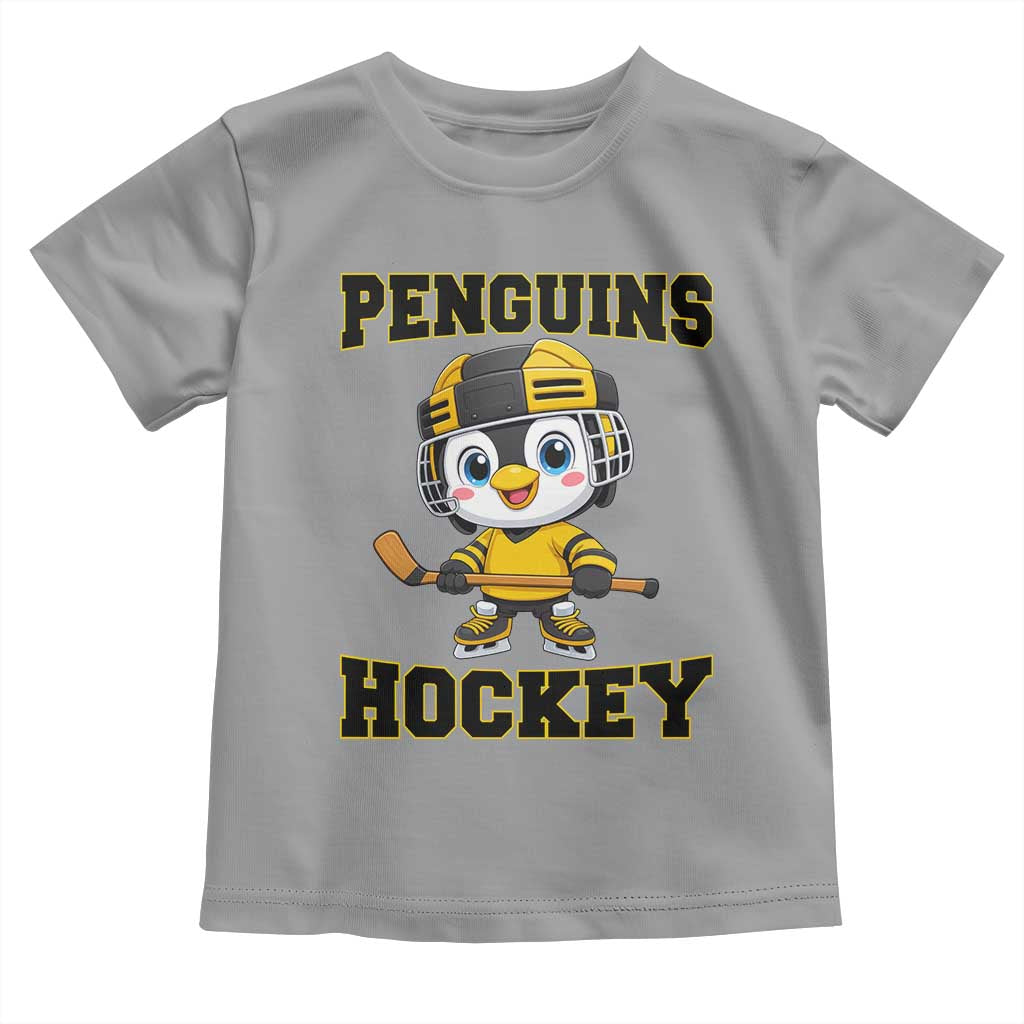 Funny Penguin Playing Ice Hockey Toddler T Shirt Winter Sports Gift TS12 Sport Gray Print Your Wear