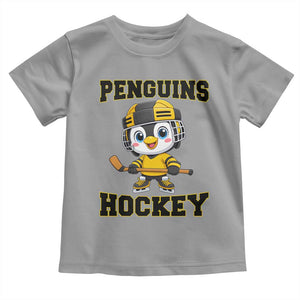 Funny Penguin Playing Ice Hockey Toddler T Shirt Winter Sports Gift TS12 Sport Gray Print Your Wear