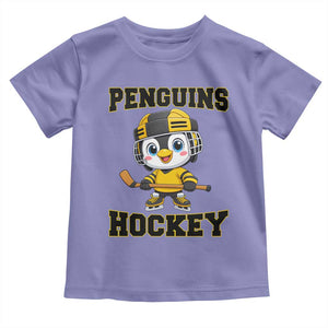 Funny Penguin Playing Ice Hockey Toddler T Shirt Winter Sports Gift TS12 Violet Print Your Wear