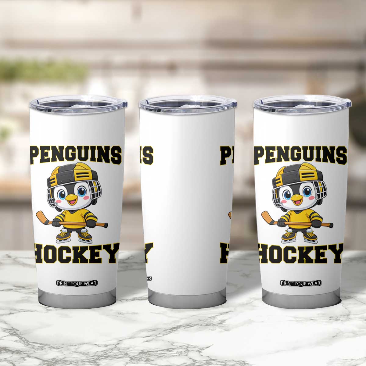 Funny Penguin Playing Ice Hockey Tumbler Cup Winter Sports Gift TS12 Print Your Wear