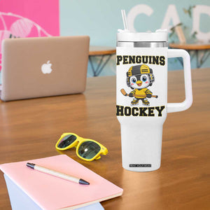 Funny Penguin Playing Ice Hockey Tumbler With Handle Winter Sports Gift TS12 Print Your Wear