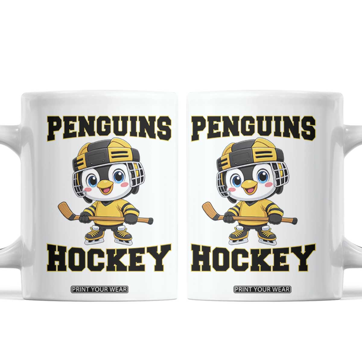 Funny Penguin Playing Ice Hockey Coffee Mug Winter Sports Gift TS12 White Print Your Wear