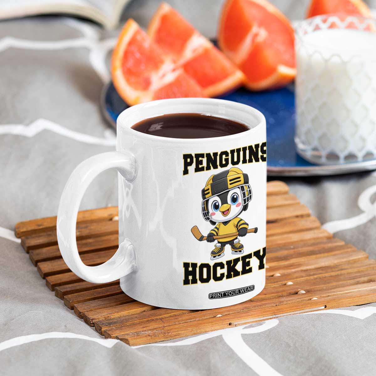 Funny Penguin Playing Ice Hockey Coffee Mug Winter Sports Gift TS12 Print Your Wear