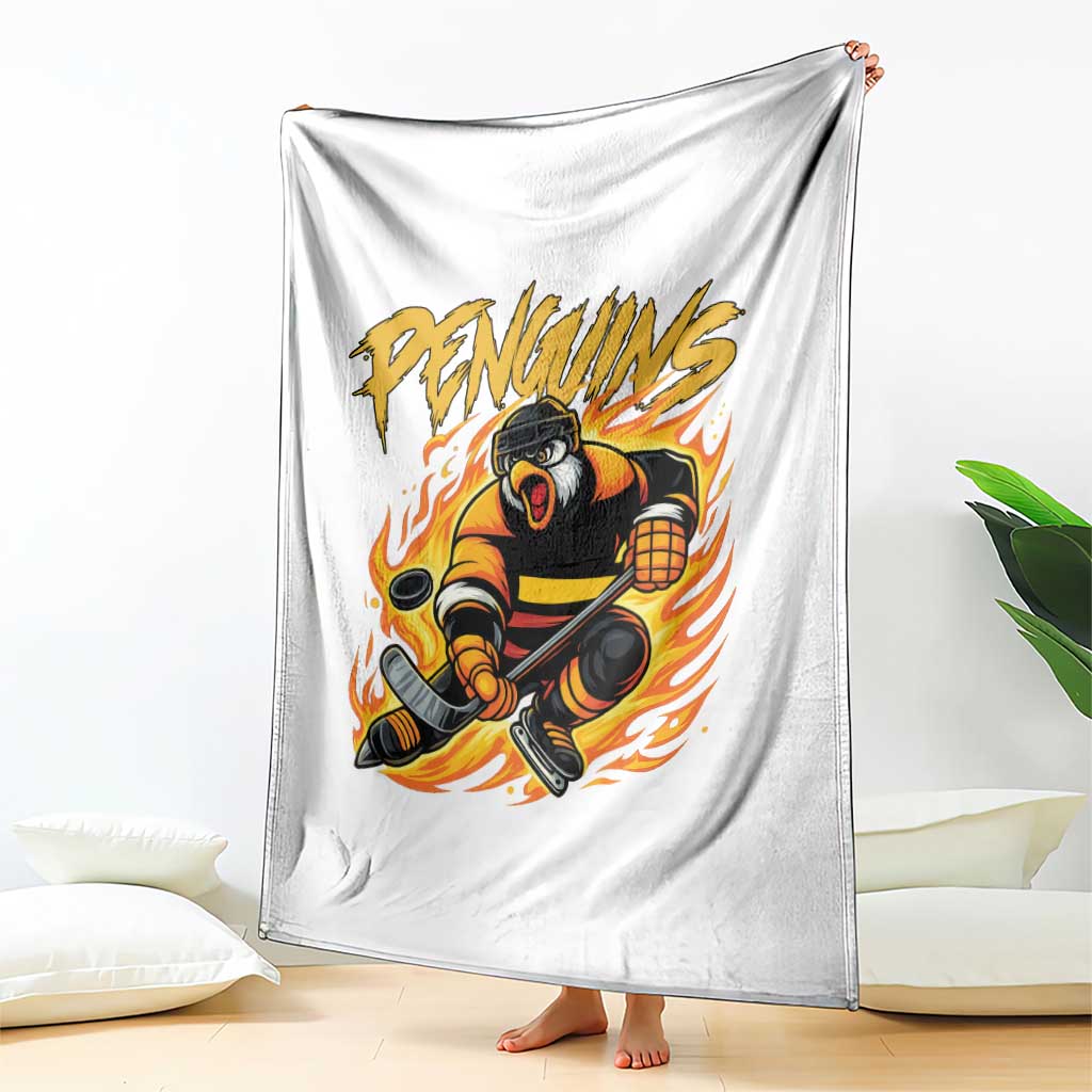Penguin Playing Ice Hockey Throw Blanket Funny Sports Fan Gift TS12 Print Your Wear