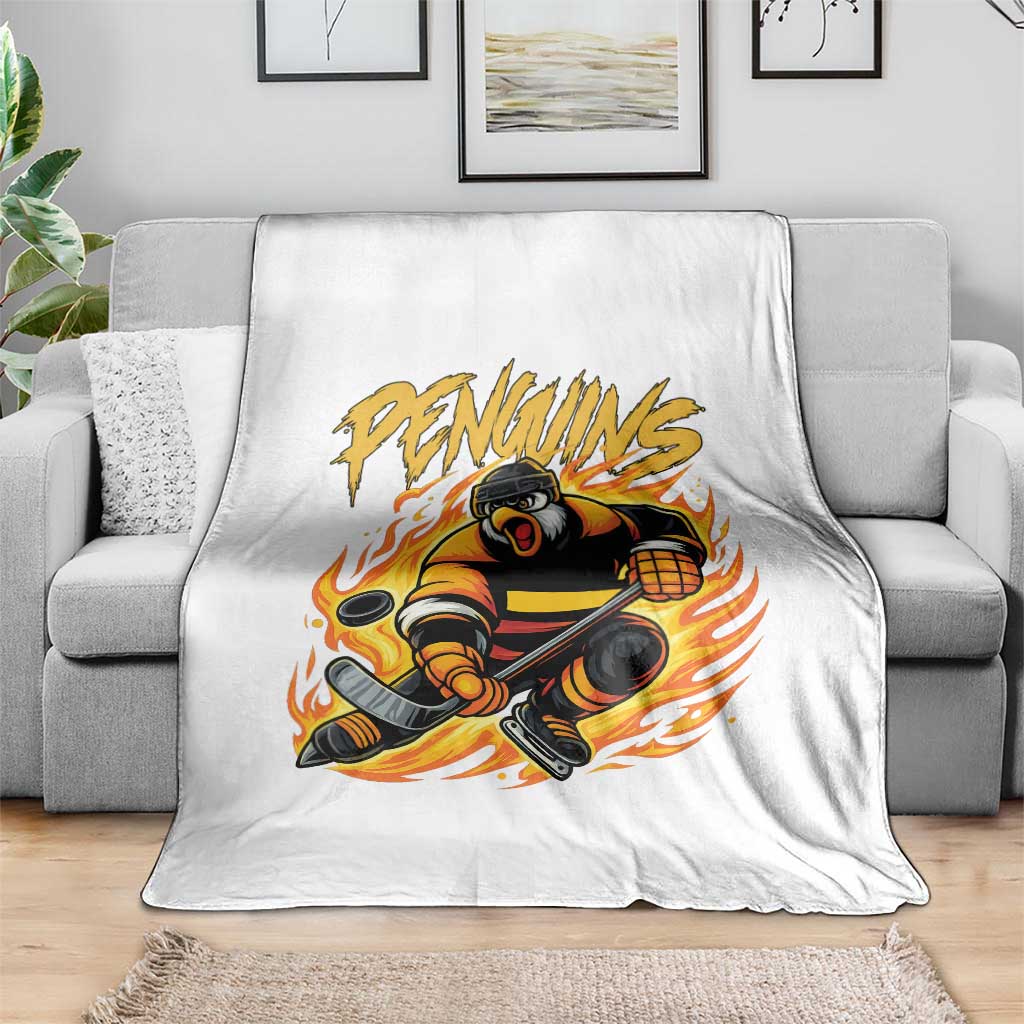 Penguin Playing Ice Hockey Throw Blanket Funny Sports Fan Gift TS12 Print Your Wear