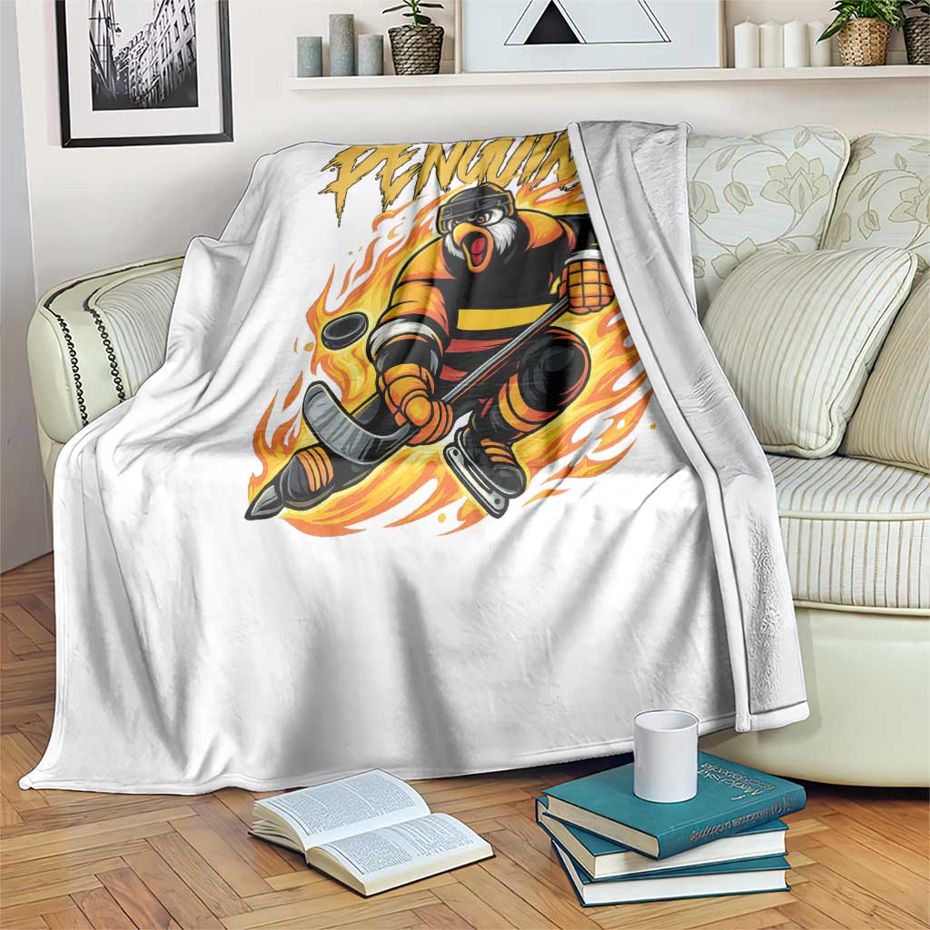 Penguin Playing Ice Hockey Throw Blanket Funny Sports Fan Gift TS12 Print Your Wear