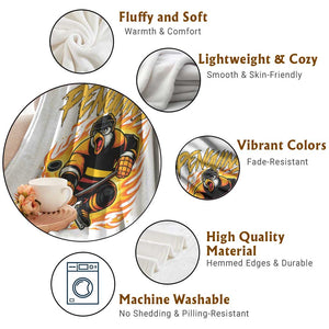 Penguin Playing Ice Hockey Throw Blanket Funny Sports Fan Gift TS12 Print Your Wear