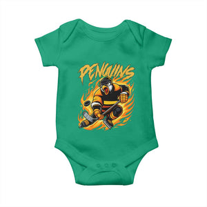 Penguin Playing Ice Hockey Baby Onesie Funny Sports Fan Gift TS12 Irish Green Print Your Wear